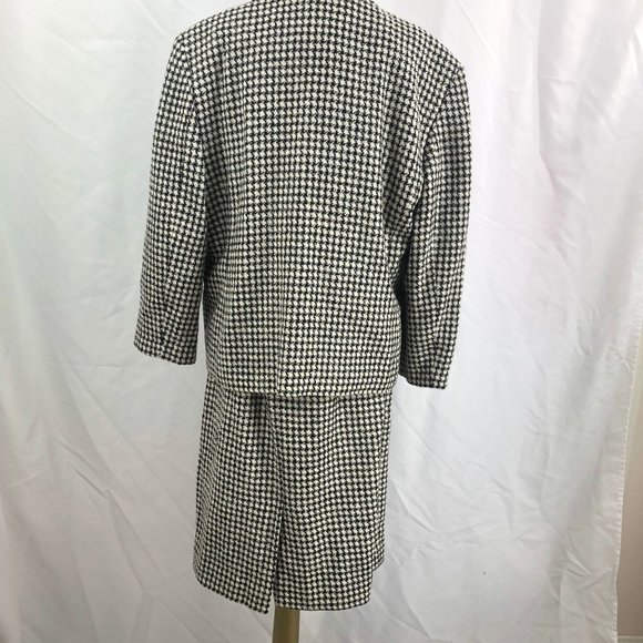 Vintage Pendleton Wool Black White Houndstooth Separates Suit Blazer Jacket Skir - Picture 8 of 15